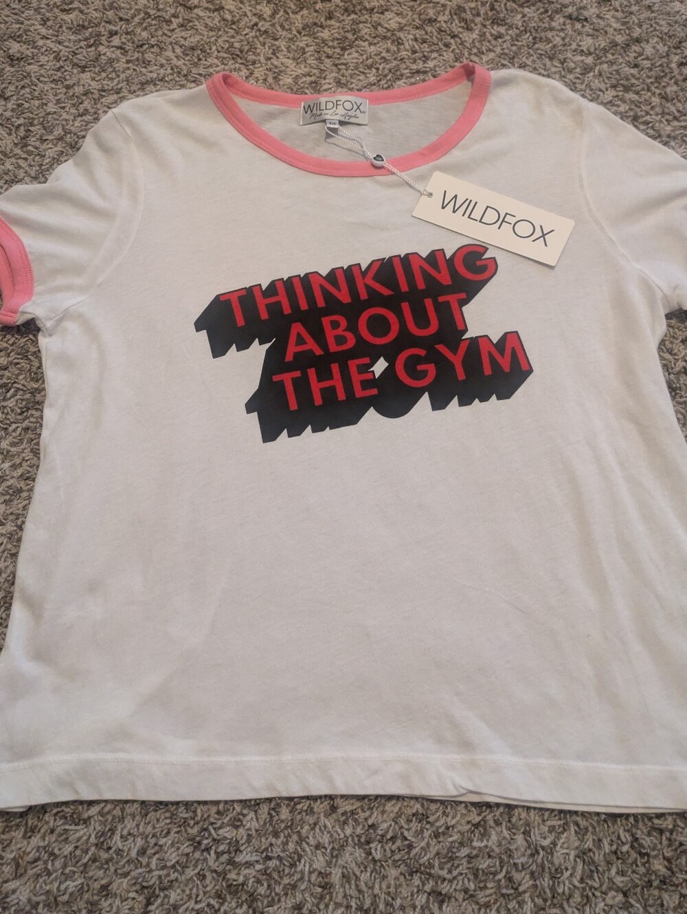 NWT Wildfox Thinking About The Gym Graphic Tee